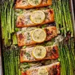 One Pan Lemon Garlic Baked Salmon and Asparagus Recipe