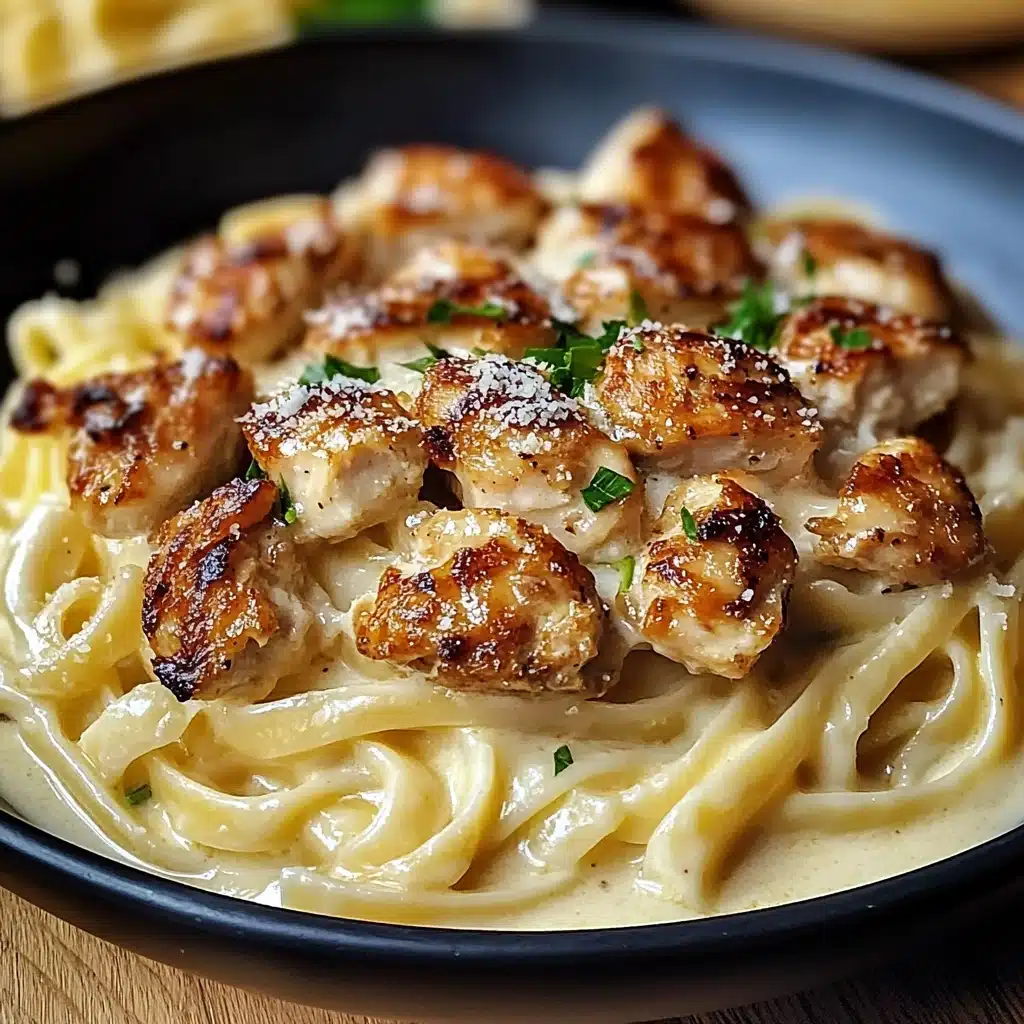 GARLIC BUTTER CHICKEN BITES WITH CREAMY PARMESAN PASTA Recipe 5 GARLIC BUTTER CHICKEN BITES WITH CREAMY PARMESAN PASTA Recipe - Recipe Image