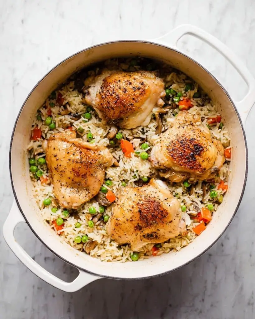 One-Pot Oven-Baked Chicken and Rice with Vegetables Recipe