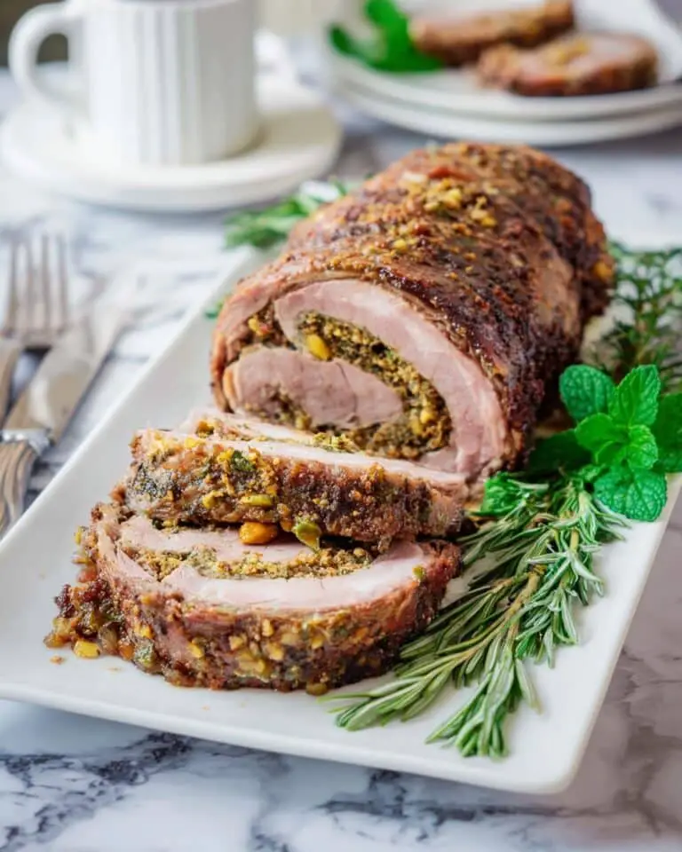 Garlic & Pistachio Stuffed Leg of Lamb Recipe