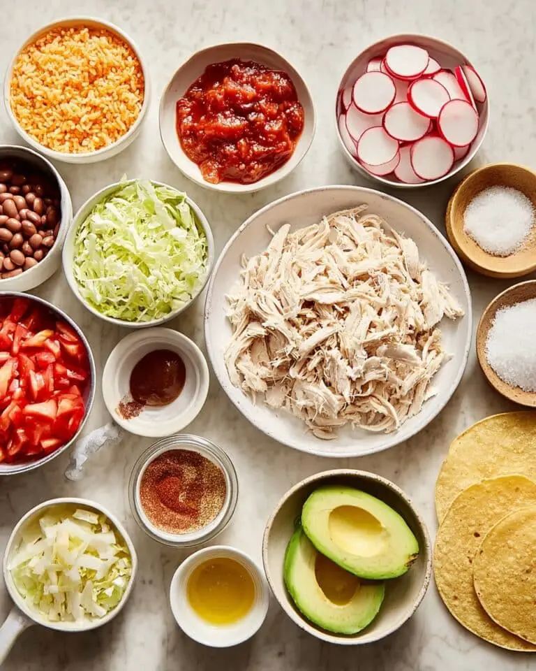 Tinga Rice Chicken Tinga Tostadas with Mexican Rice & Fresh Toppings