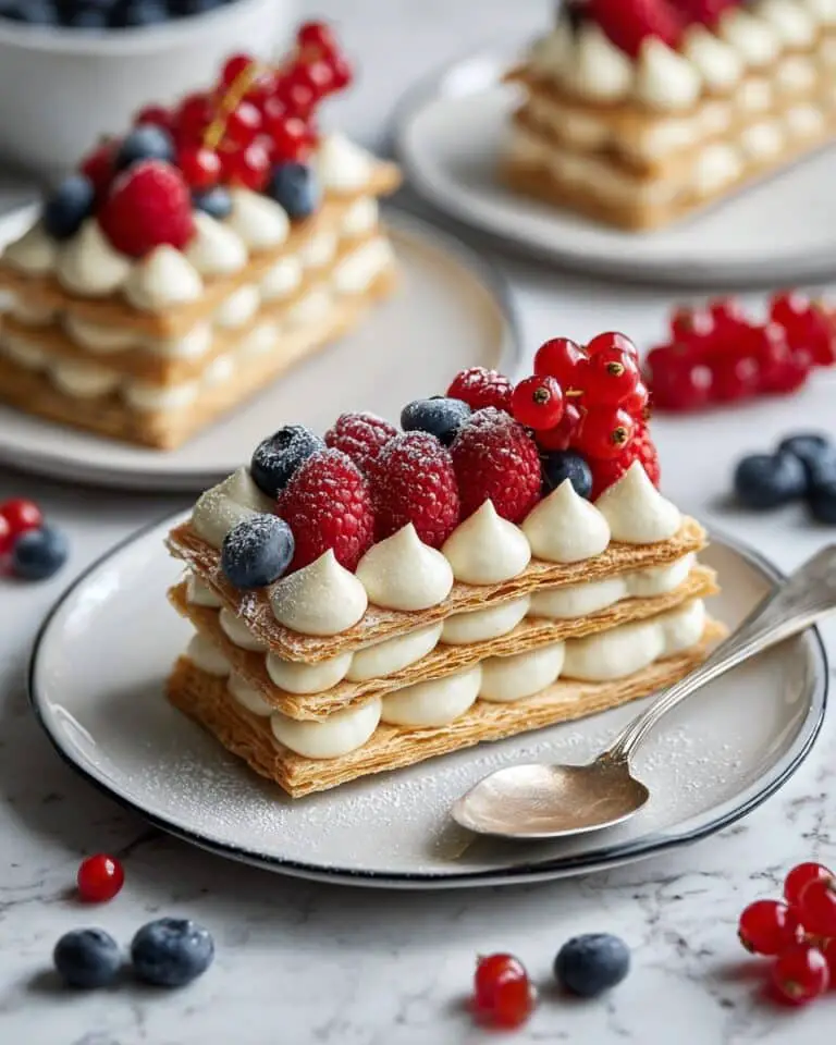Berry and Creamy White Chocolate and Yogurt Mille Feuille Recipe