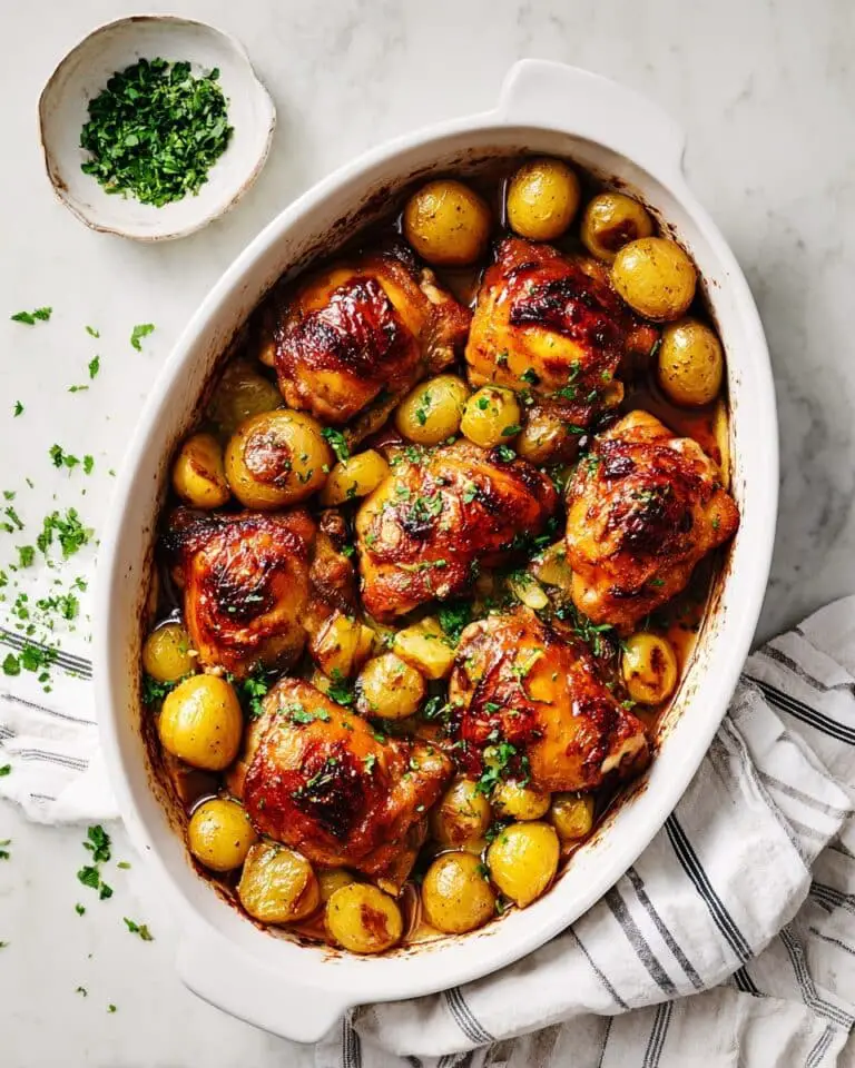 Oven-Roasted Chicken Thighs with Crispy Potatoes and Balsamic Marinade Recipe