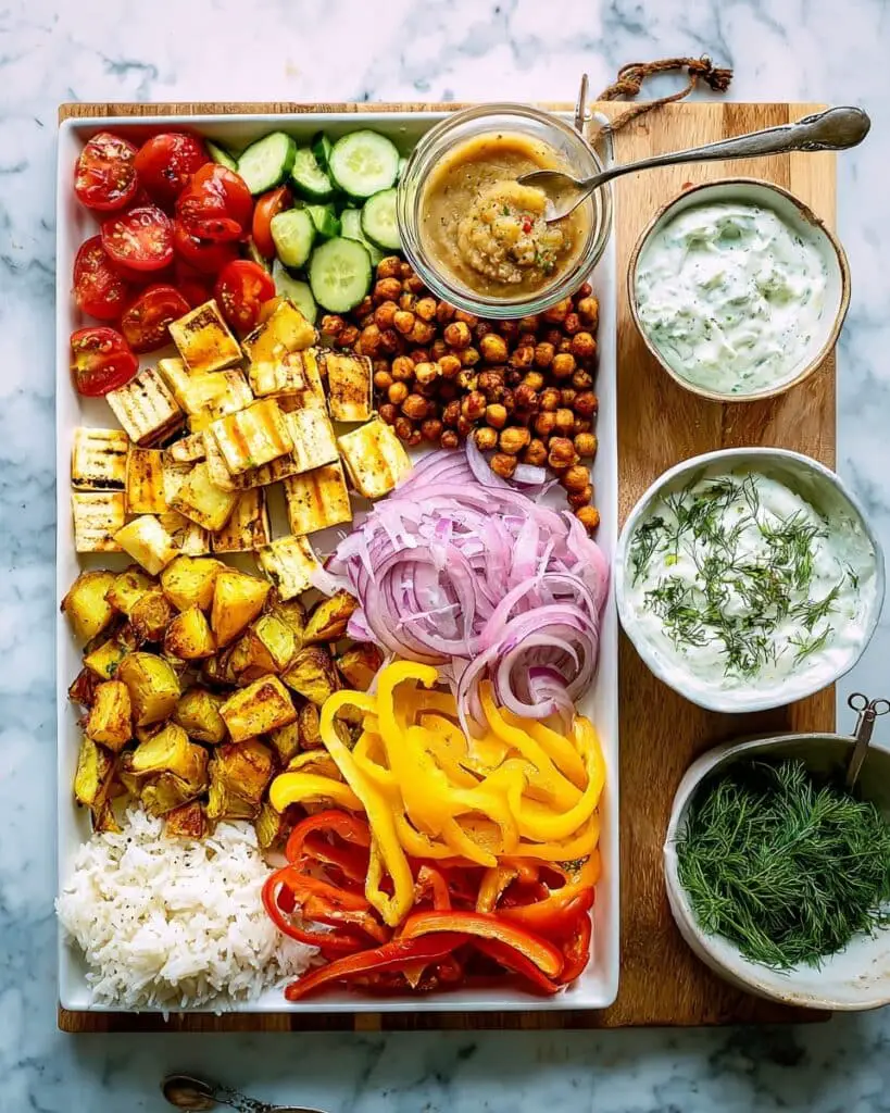 Sheet Pan Greek Veggie Feta Bowls Recipe