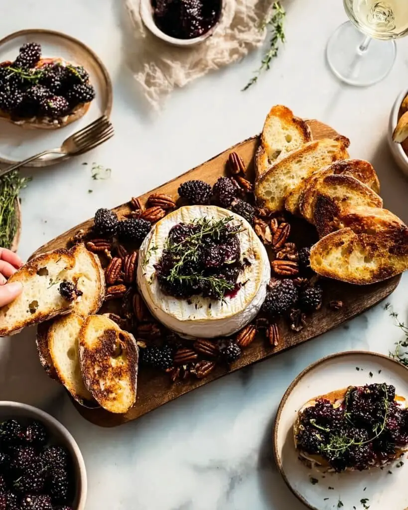 Grilled Cedar Plank Brie with Blackberries and Honey Recipe