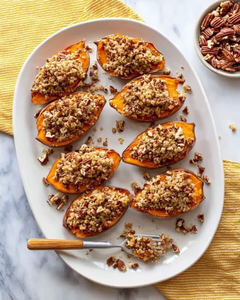Twice Baked Sweet Potato with Pecans and Spices Recipe