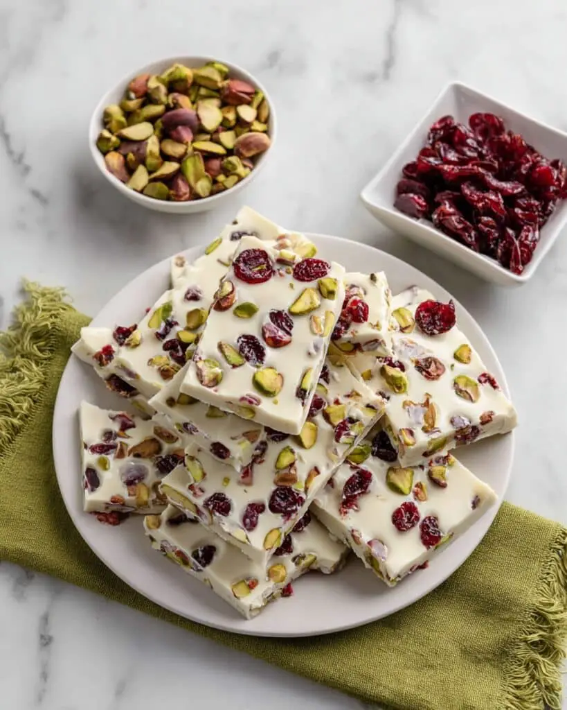 White Chocolate Cranberry Pistachio Bark Recipe