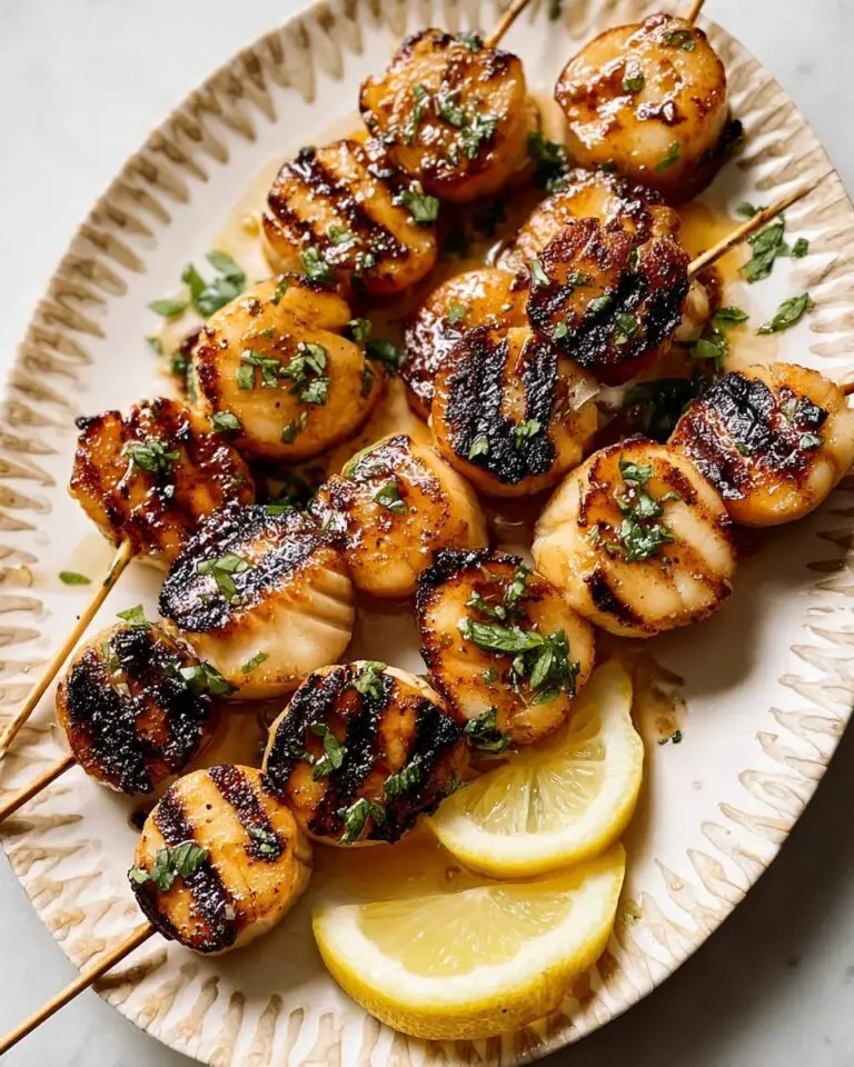 Grilled Scallops with Honey-Lemon Marinade and Parsley Recipe