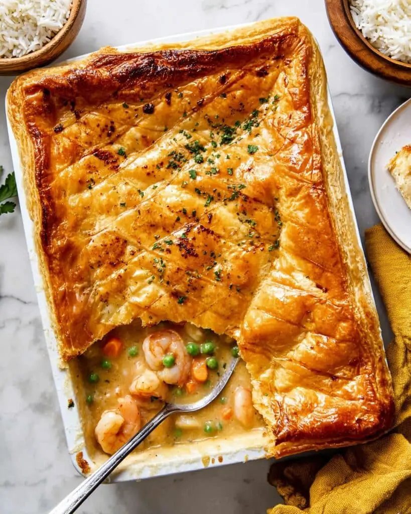 Seafood Pot Pie with Puff Pastry Recipe