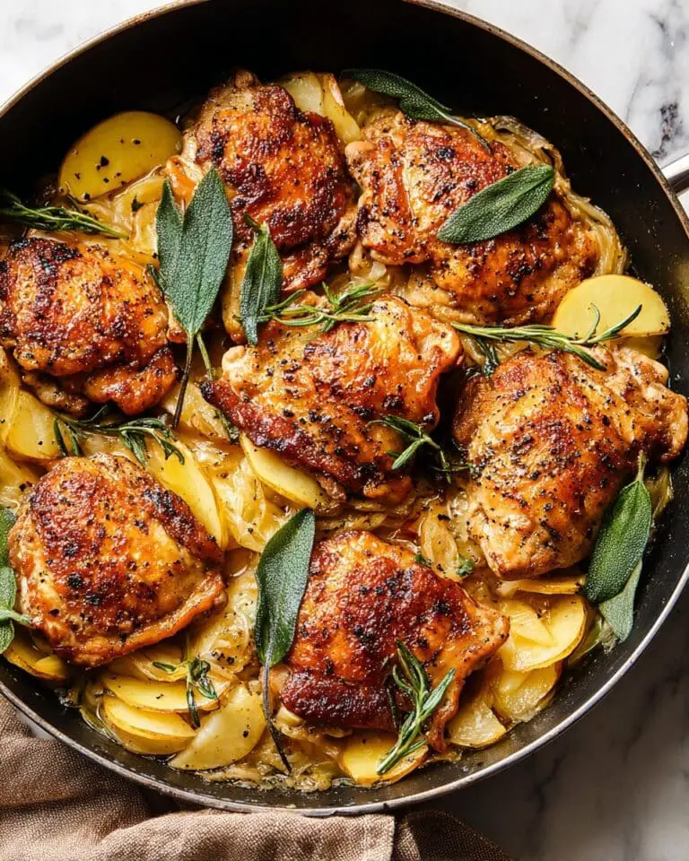 Apple Cider Chicken Thighs with Apples and Dijon Sauce Recipe