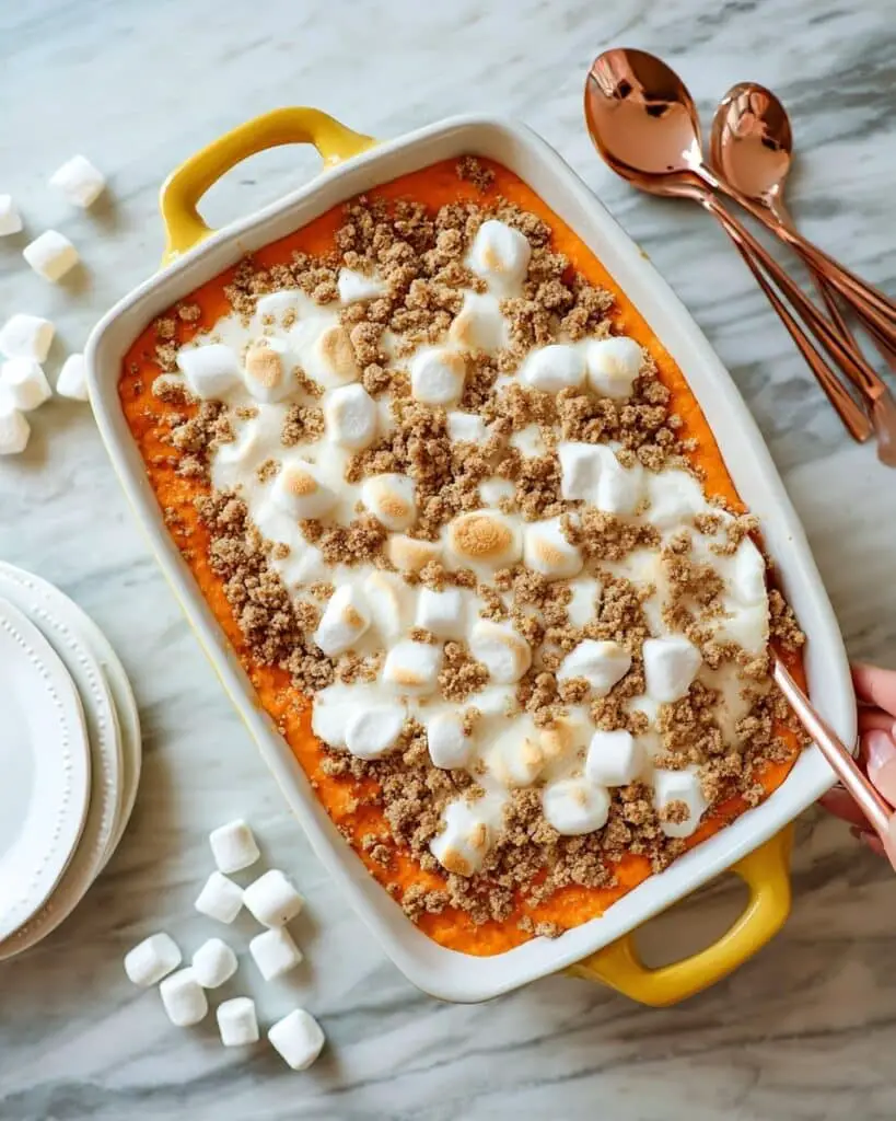 Instant Pot Sweet Potato Casserole with Pecans and Marshmallows Recipe