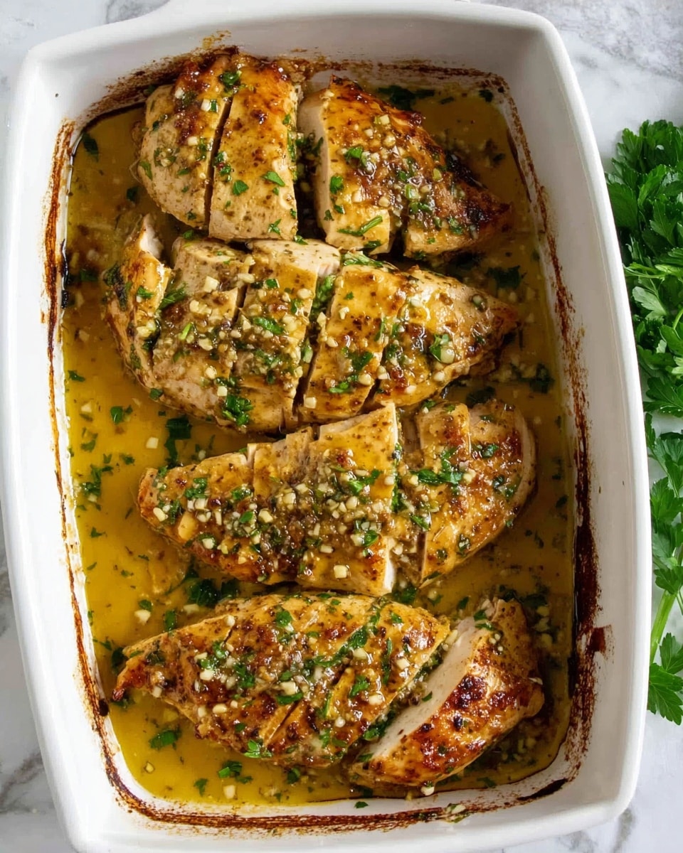 A white oval baking dish holds three golden brown chicken pieces evenly spaced inside, each coated with a textured layer of herbs and small mustard seeds. A light brown sauce with visible spices gently pools around the chicken, slightly thickened from cooking. Small green herb leaves are scattered on top for a fresh touch. The edges of the dish have browned, slightly crispy residue from baking. On the left side of the dish, a striped black and white cloth rests on a light grey surface with a smooth texture photo taken with an iphone --ar 4:5 --v 7