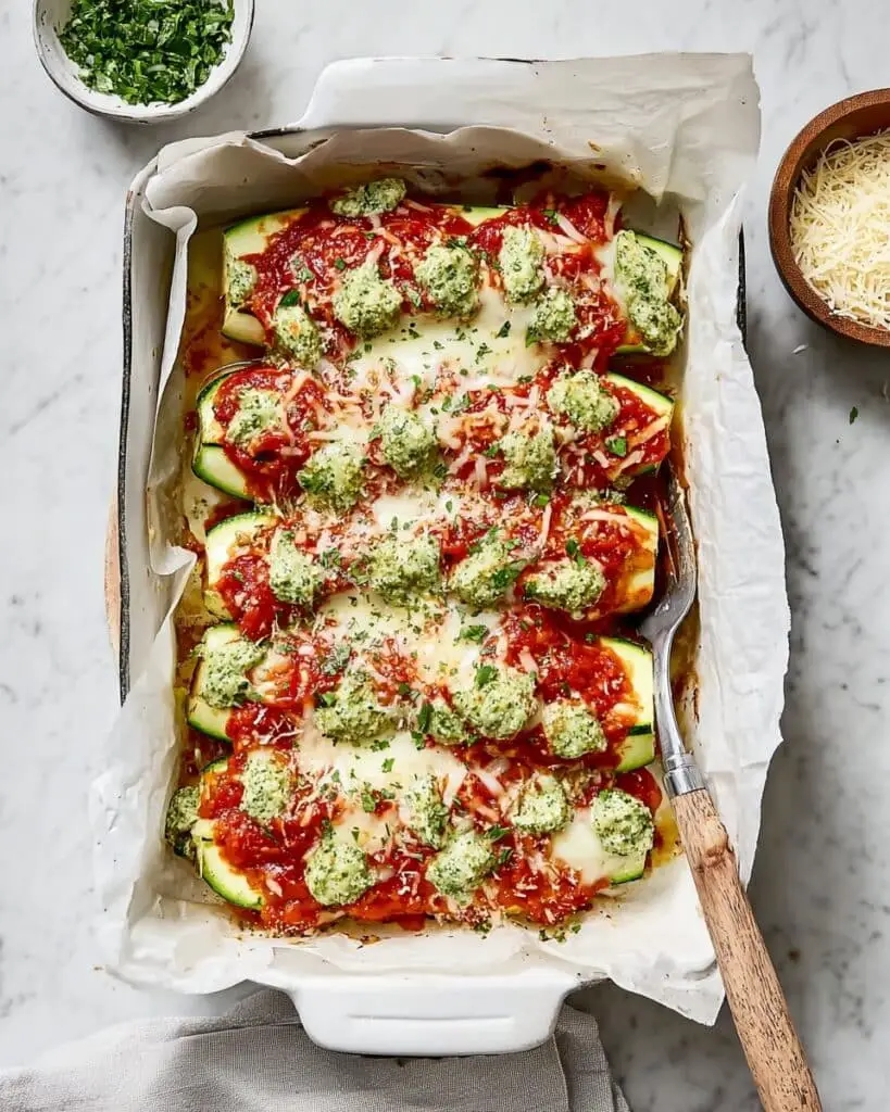 Lasagna Stuffed Zucchini Boats Recipe