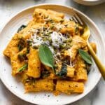 Pumpkin Sage Pasta with Brown Butter and Spinach Recipe