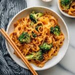 Crispy Broccoli Sesame Tahini Noodles with Sweet and Spicy Sauce Recipe
