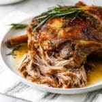 Slow Roast Leg of Lamb with Garlic, Rosemary, and Rich Pan Juices Recipe
