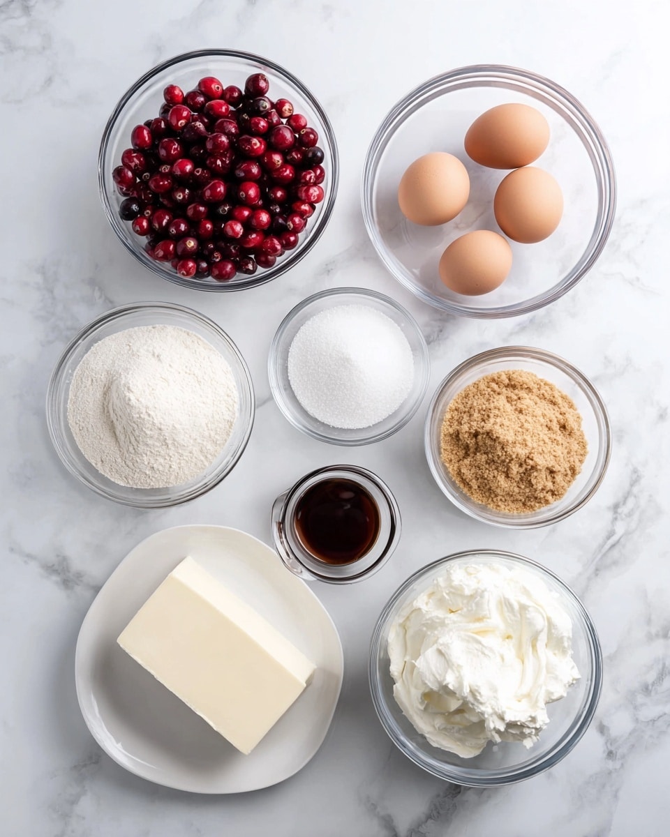 This image shows a round dessert in a silver baking pan. The dessert has three visible layers: a crumbly golden brown crust pressed along the bottom and sides, a smooth creamy white filling layer that covers the crust evenly, and several uneven dollops of thick dark red jam spread across the top of the white layer in a random pattern. The pan sits on a white marbled surface. photo taken with an iphone --ar 4:5 --v 7