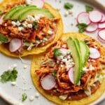 Chicken Tinga Tostadas with Mexican Rice and Fresh Toppings Recipe