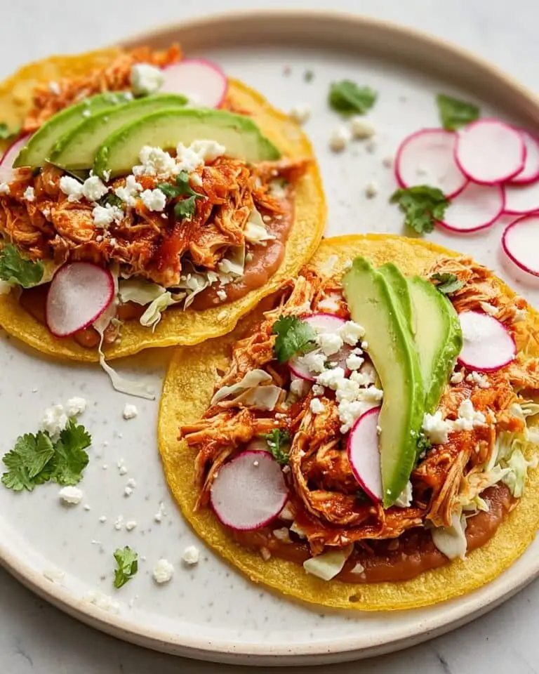 Chicken Tinga Tostadas with Mexican Rice and Fresh Toppings Recipe