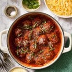 Skillet Zucchini Turkey Meatballs with Red Sauce Recipe
