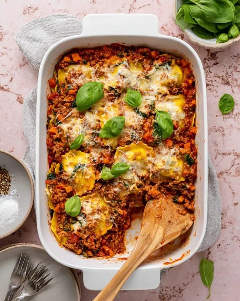 Baked Ravioli Casserole with Spinach Recipe