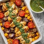 Baked Chicken and Vegetables with Hot Honey Chimichurri Recipe
