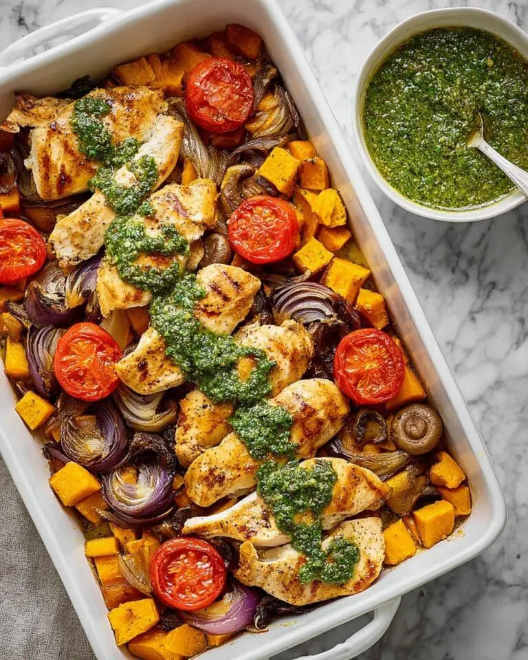 Baked Chicken and Vegetables with Hot Honey Chimichurri Recipe