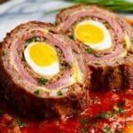 Italian Braciole with Tomato Sauce and Hard-Boiled Eggs Recipe