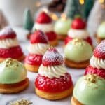 Pistachio Cream Puffs with Strawberry and White Chocolate Decoration Recipe