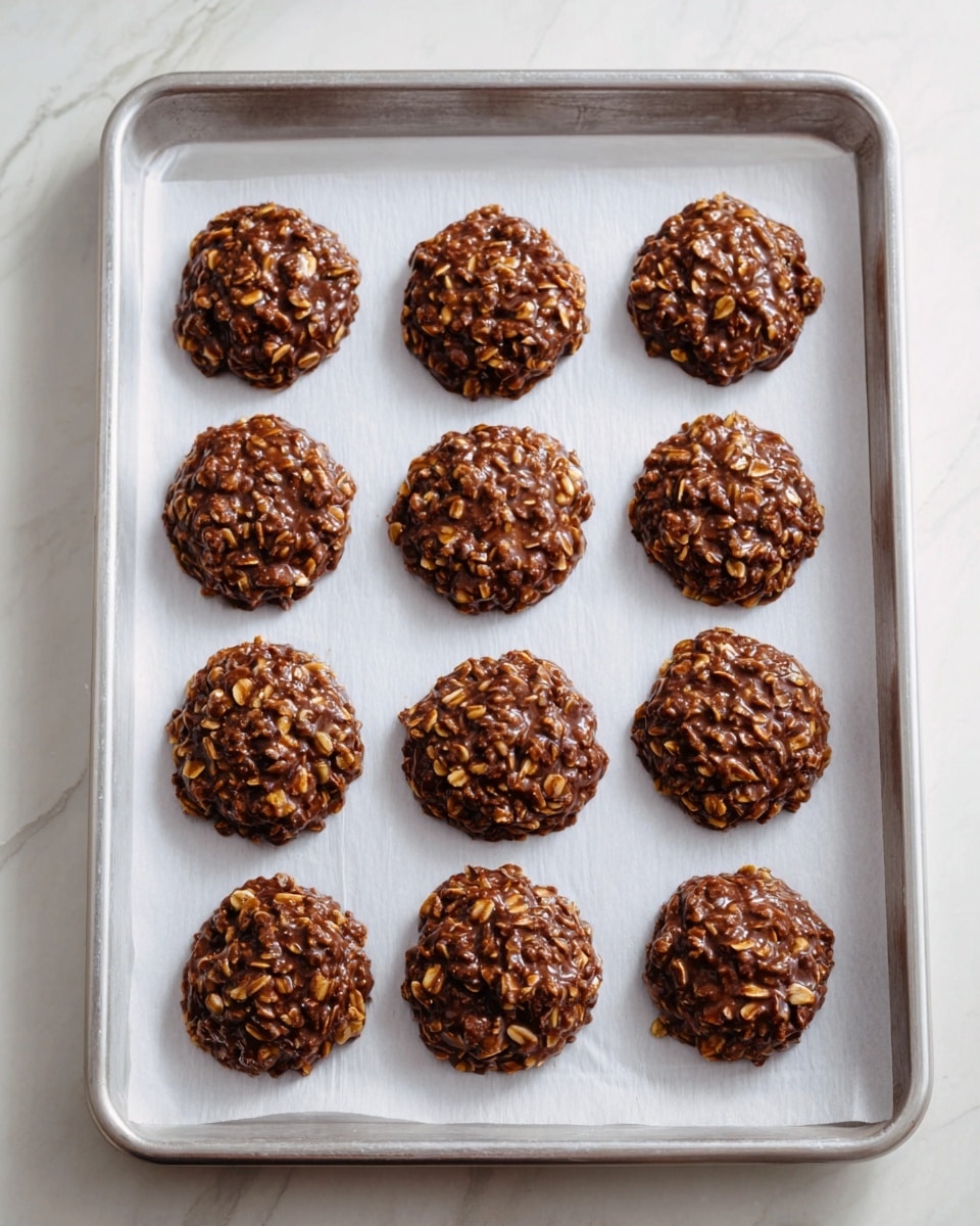A stack of four chocolate oatmeal cookies sits on a round white marble plate, each cookie showing a rough texture with visible oats coated in smooth chocolate. The top cookie has a bite taken out of it, revealing a dense, moist inside with more oats embedded in the chocolate. The scene includes blurred white bowls in the background, one holding creamy peanut butter with a spiral texture and another with more cookies, all set on a white marbled surface. photo taken with an iphone --ar 4:5 --v 7