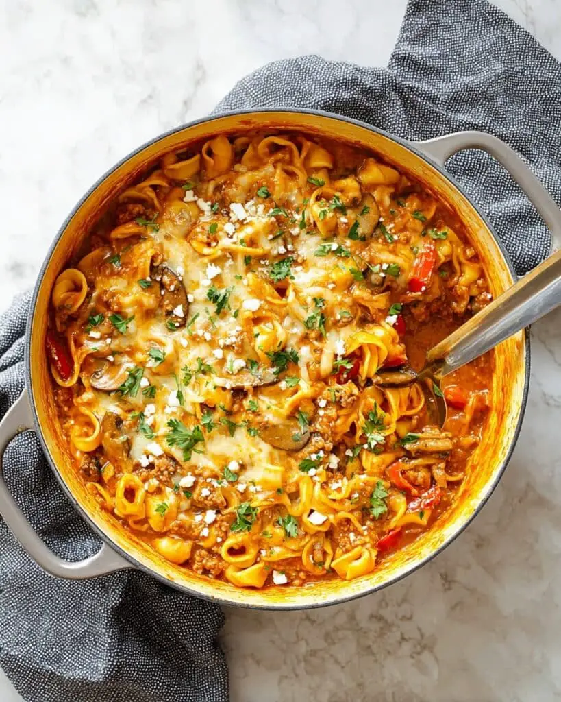 One Pot Ground Chicken Fajita Pasta Recipe