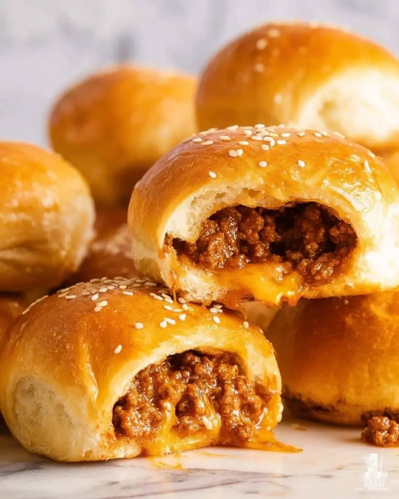 Sloppy Joe Bombs with Pretzel Salt and Cheesy Filling Recipe