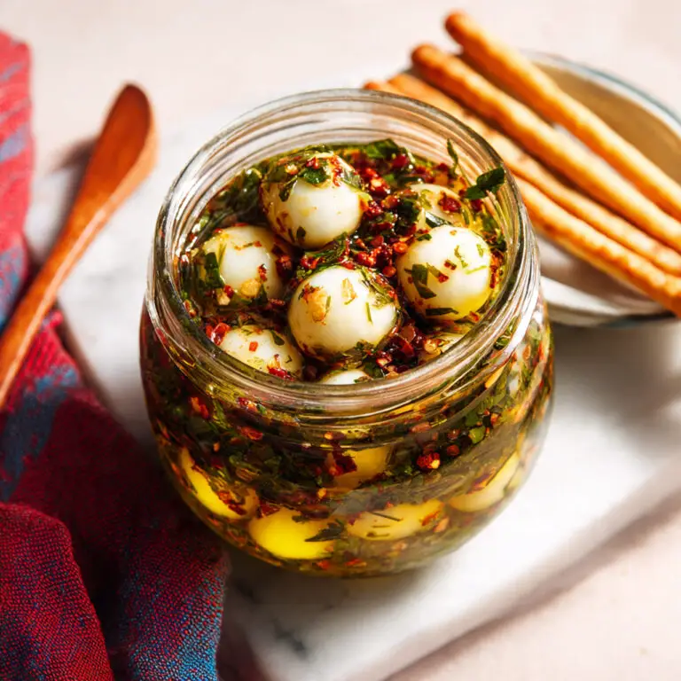 Marinated Mozzarella Balls with Fresh Herbs and Garlic Recipe