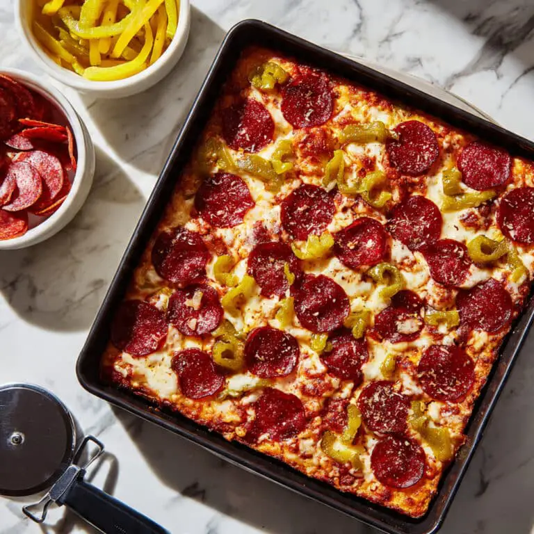 Detroit-Style Pepperoni and Pickled Pepper Pan Pizza Recipe