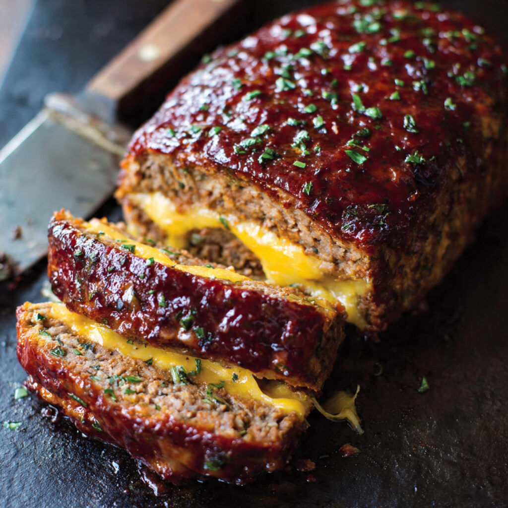 Cheddar-Stuffed Sweet Potato BBQ Turkey Meatloaf Recipe