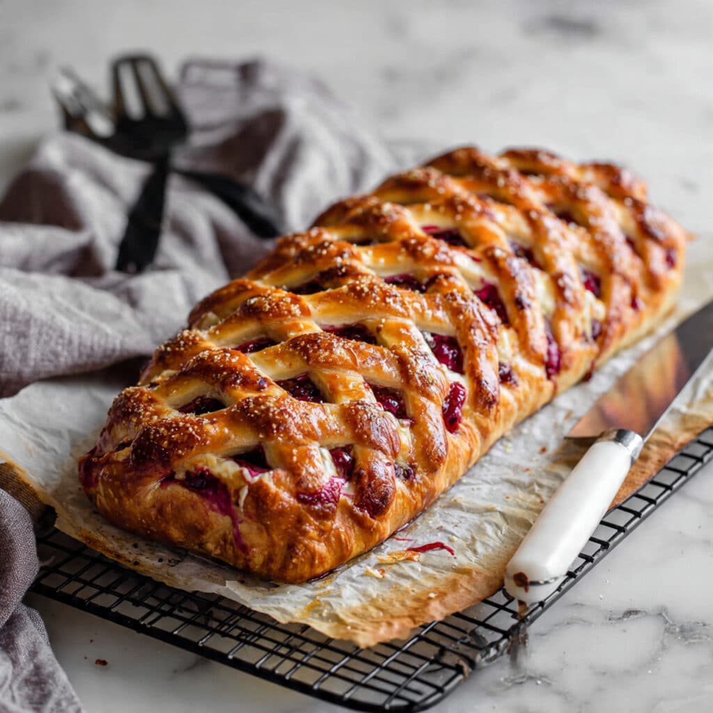 Easy Braided Puff Pastry with Cream Cheese and Berries Recipe