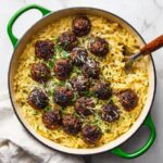 French Onion Meatballs with Cheesy Orzo Recipe