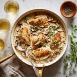 30-Minute Skillet Chicken with Thyme Parmesan Mushroom Gravy Recipe