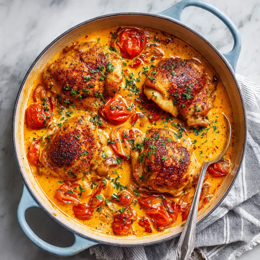 Boursin Chicken with Cherry Tomatoes and Fresh Parsley Recipe