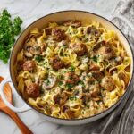 Creamy Meatball Stroganoff with Egg Noodles Recipe