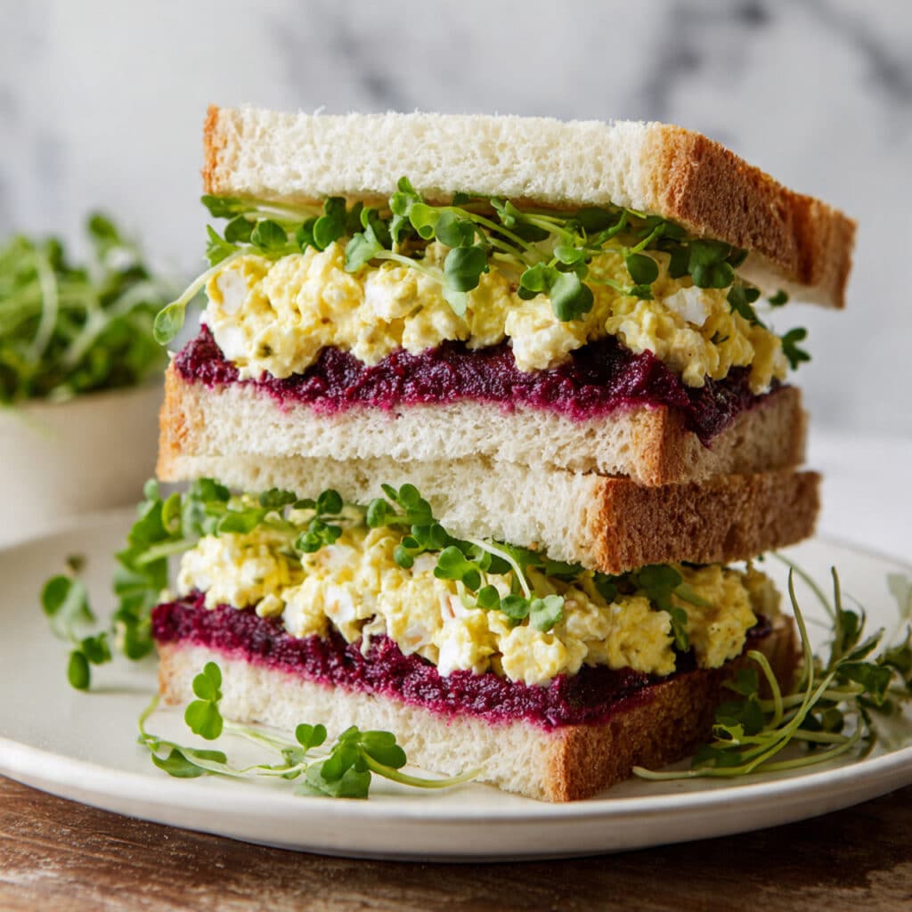 Egg Salad Sandwiches with Roasted Beet and Microgreens Recipe