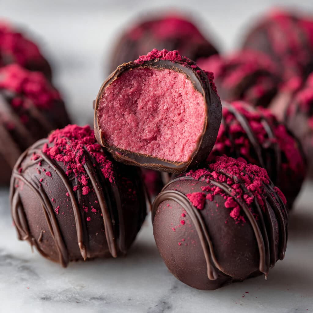Raspberry White and Dark Chocolate Truffles Recipe