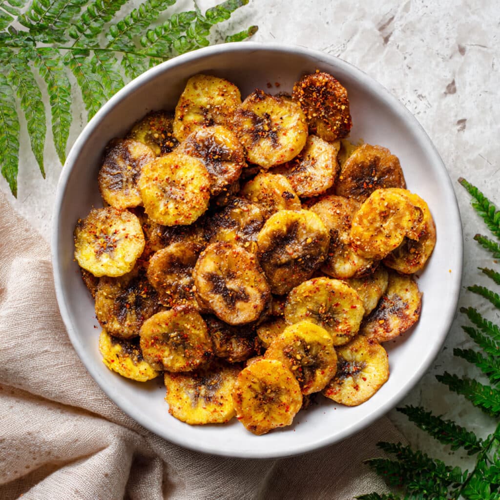 Baked Plantains with Spiced Avocado Dip Recipe