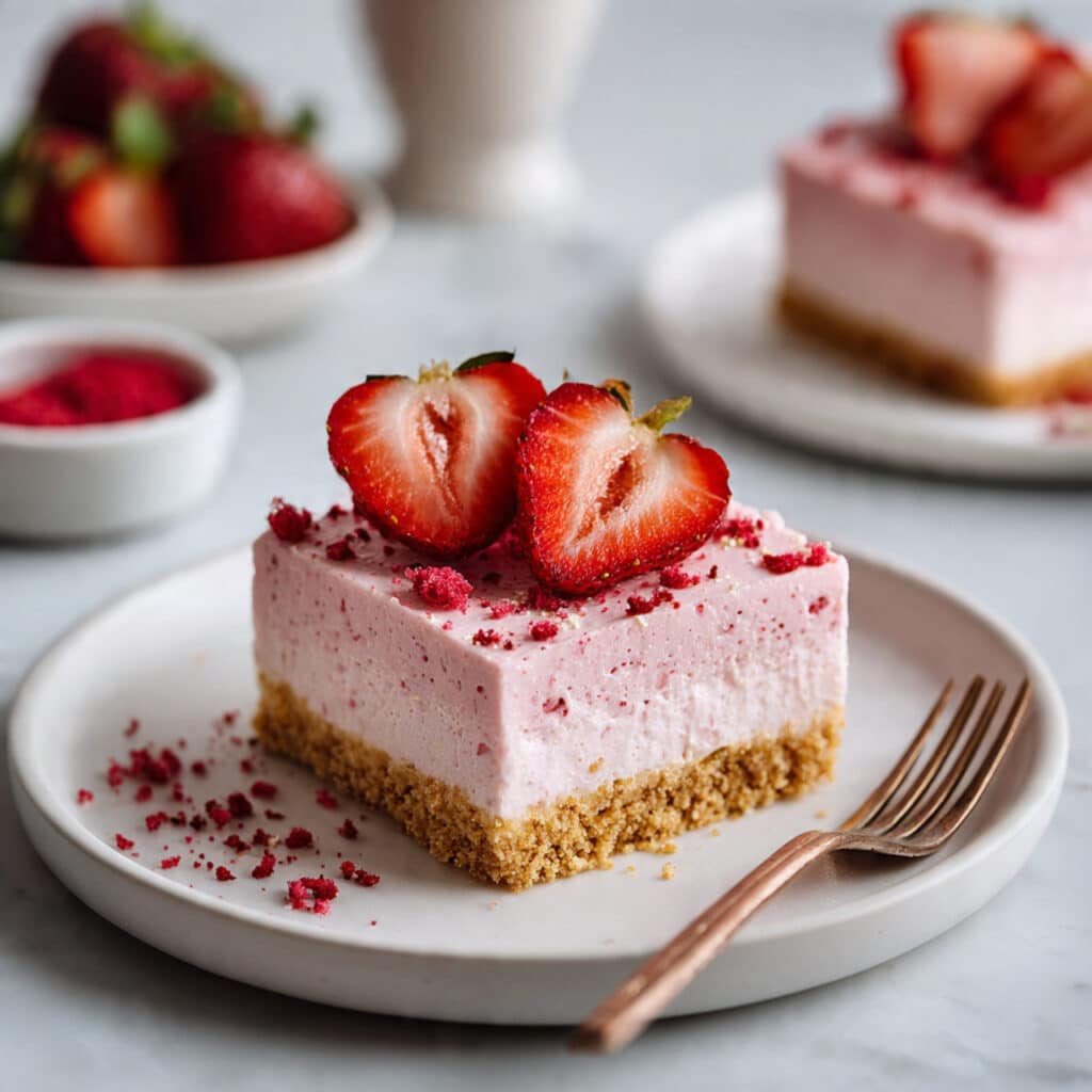 No-Bake Strawberry Cheesecake Bars Recipe