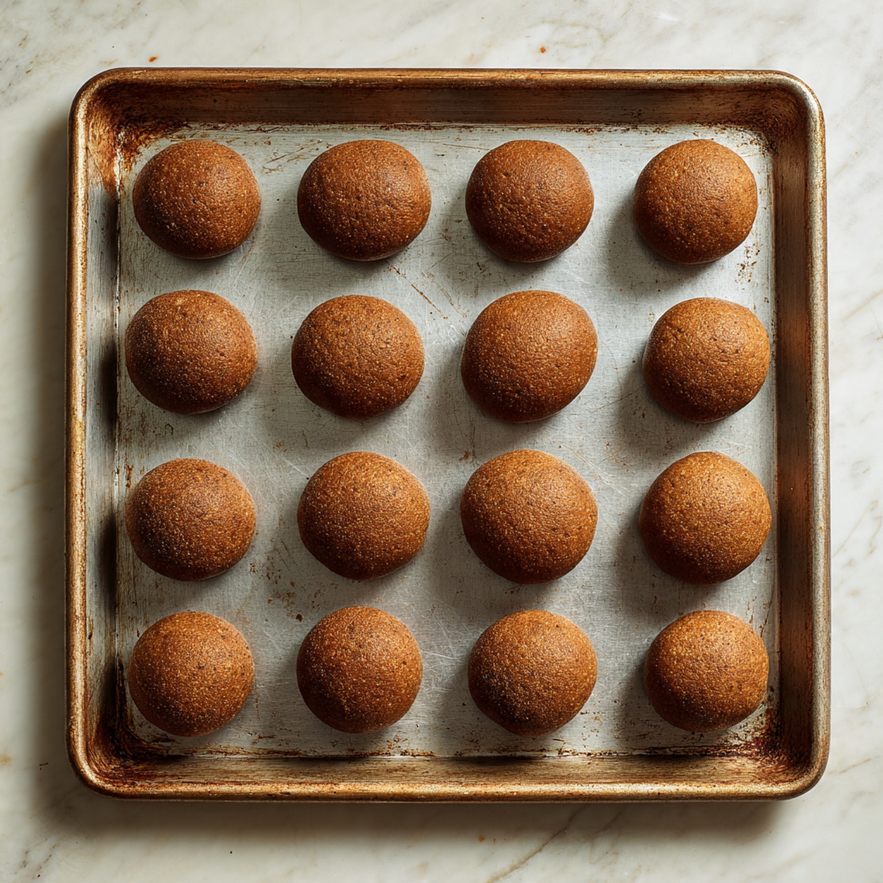 A white round cake pop covered with smooth, shiny white icing is held by a white stick above a clear glass bowl filled with the same white icing; the icing on the cake pop drips down slightly in a thin stream back into the bowl, all set against a white marbled background. photo taken with an iphone --ar 4:5 --v 7