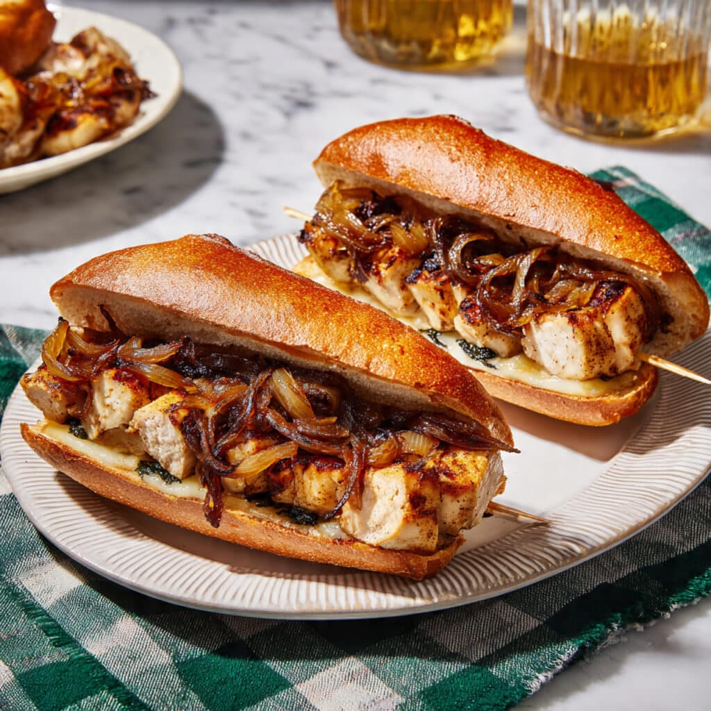 Homemade Chicken Spiedies (Marinated Chicken Skewer Sandwich) Recipe