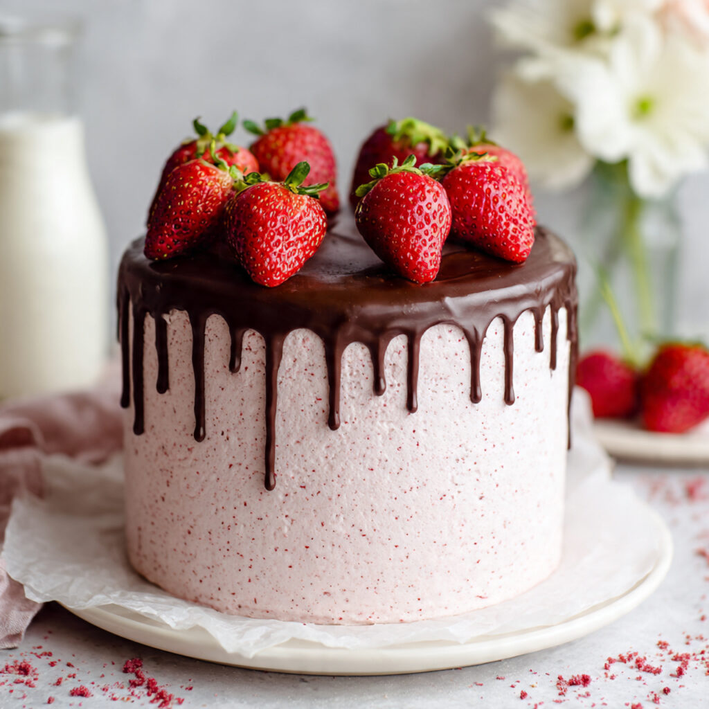 Inside Out Chocolate-Covered Strawberry Cake Recipe