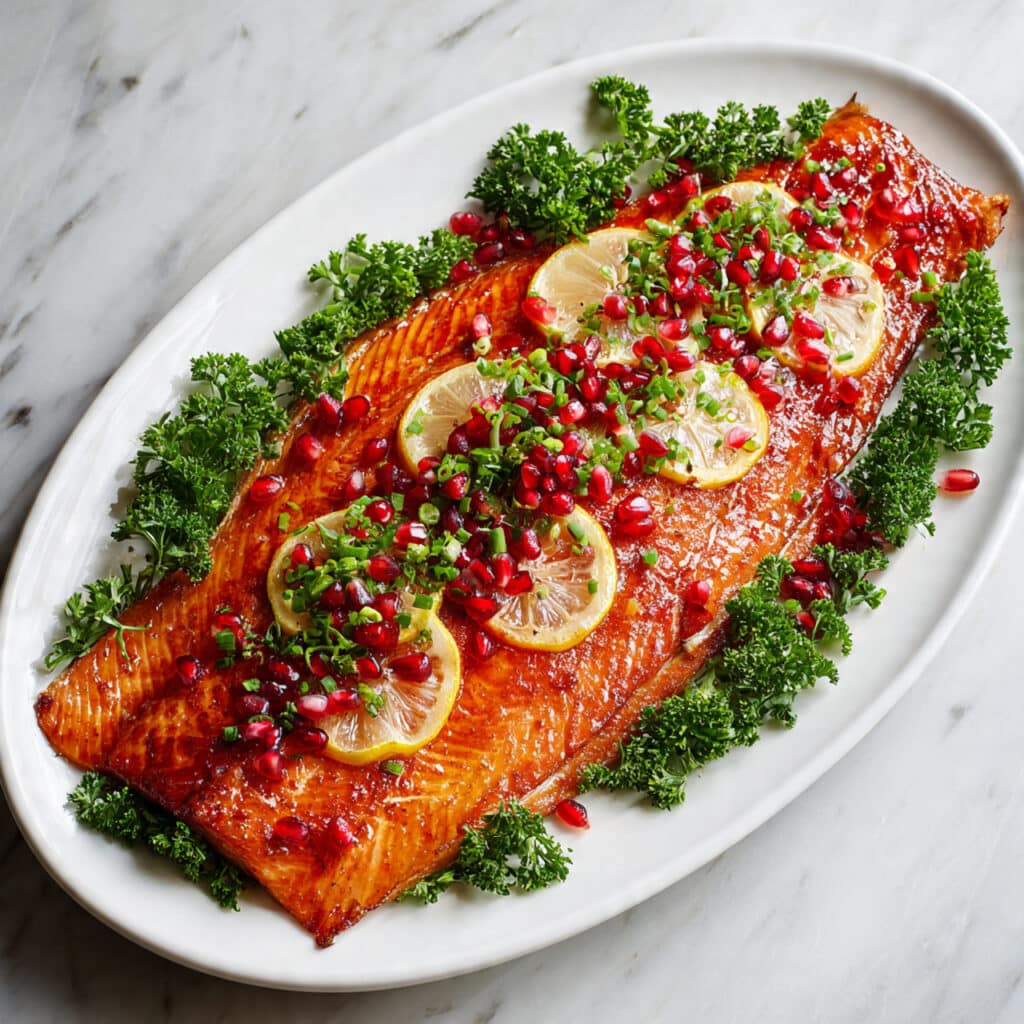 Holiday Baked Salmon with Pomegranate Orange Glaze Recipe