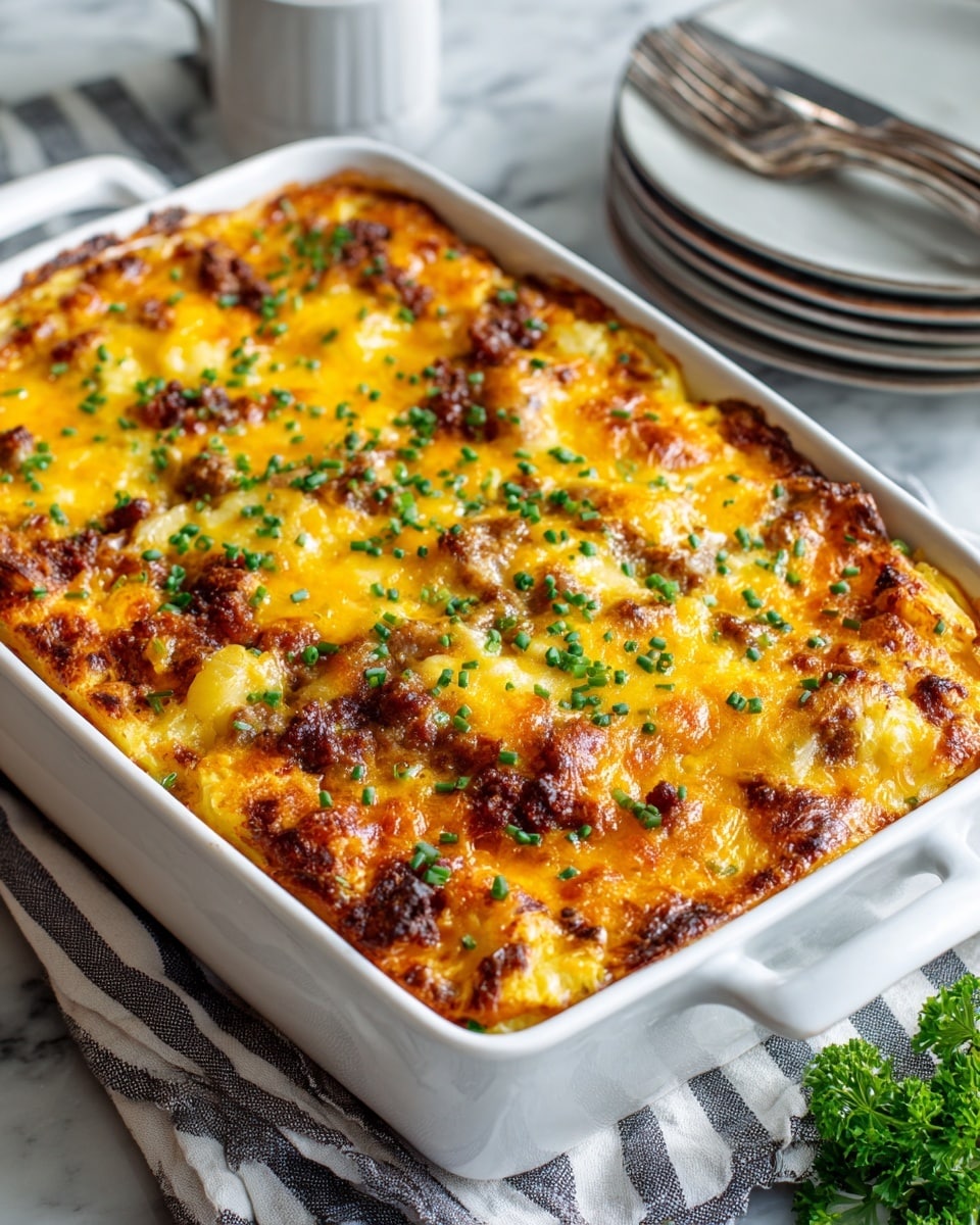 A white rectangular dish filled with two layers: the bottom layer is made of small chunks of light brown cooked sausage with a crumbly texture, while the top layer consists of irregular pieces of soft white bread with crusts of golden brown, scattered across evenly. The dish is placed on a white marbled surface, surrounded by a carton of brown eggs at the top left, some green chives to the right, a whisk with a wooden handle at the bottom left, cracked eggshells near the bottom right, and a bowl with raw eggs beside it photo taken with an iphone --ar 4:5 --v 7