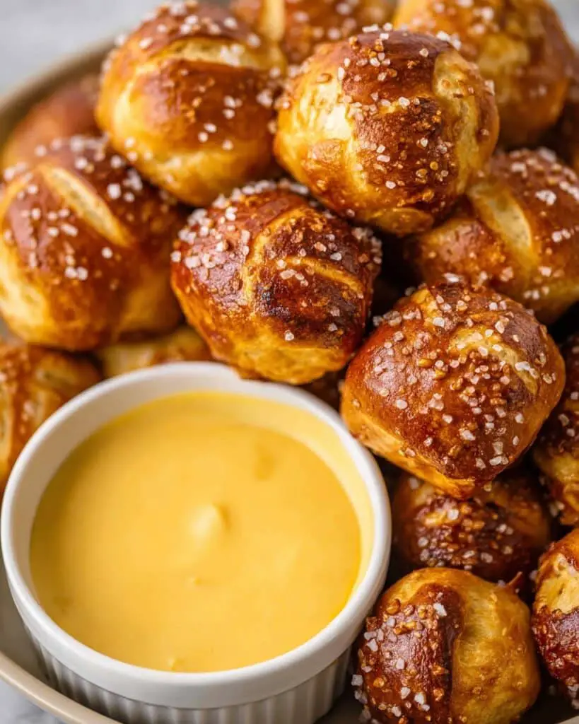 Easy Biscuit Pretzel Bites with Cheese Sauce Recipe